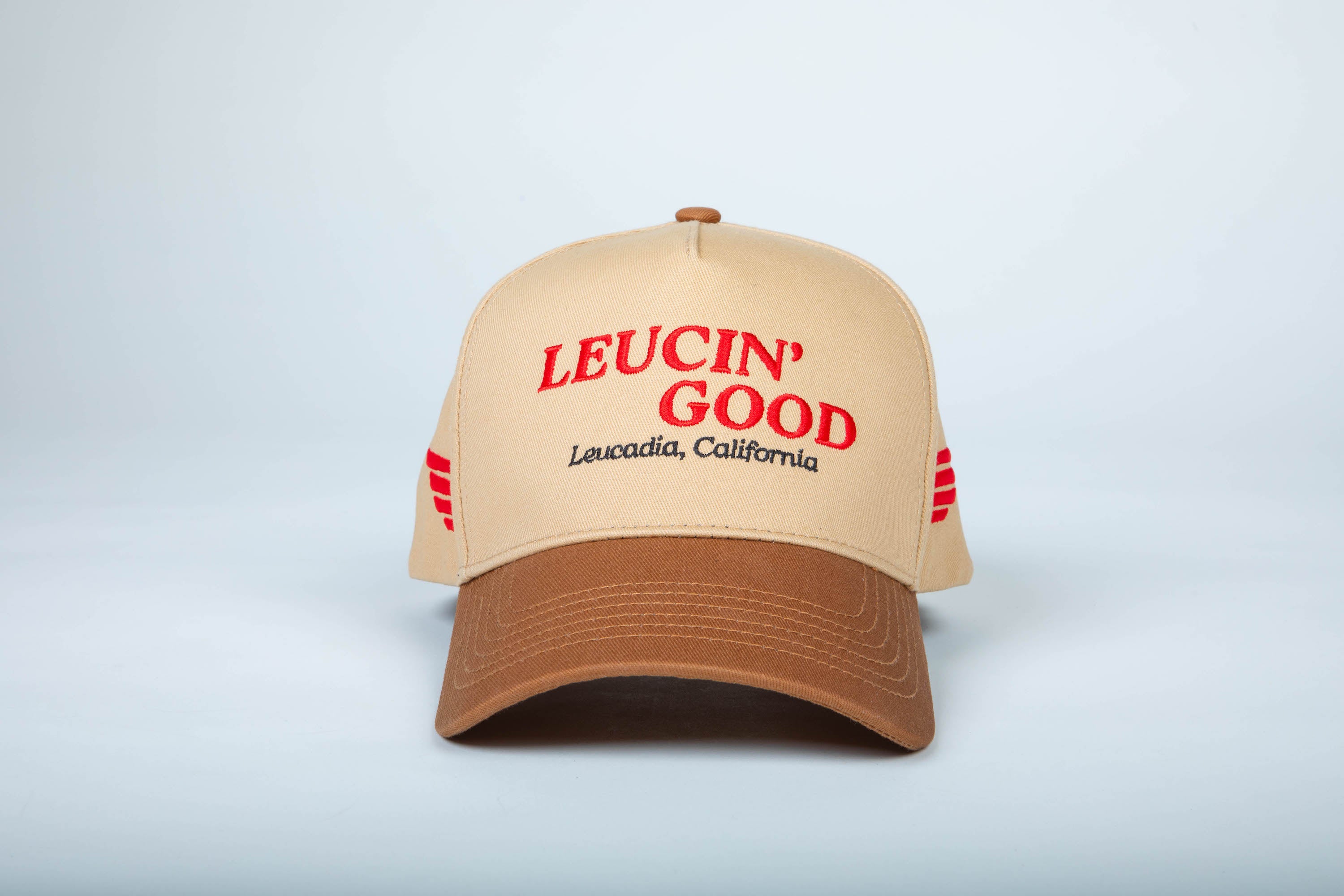 Leucin' Good  Snapback Tan/Red