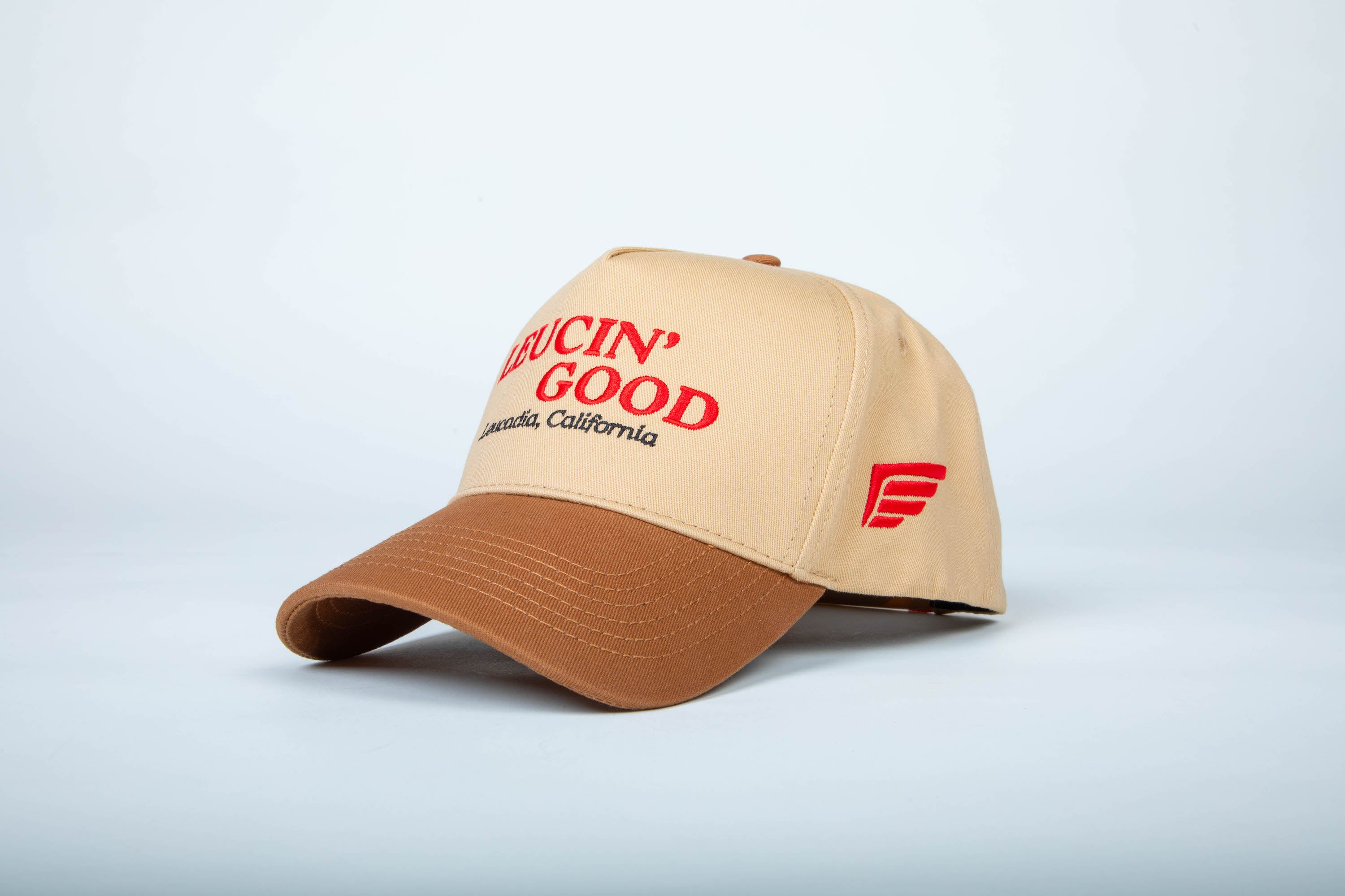 Leucin' Good  Snapback Tan/Red