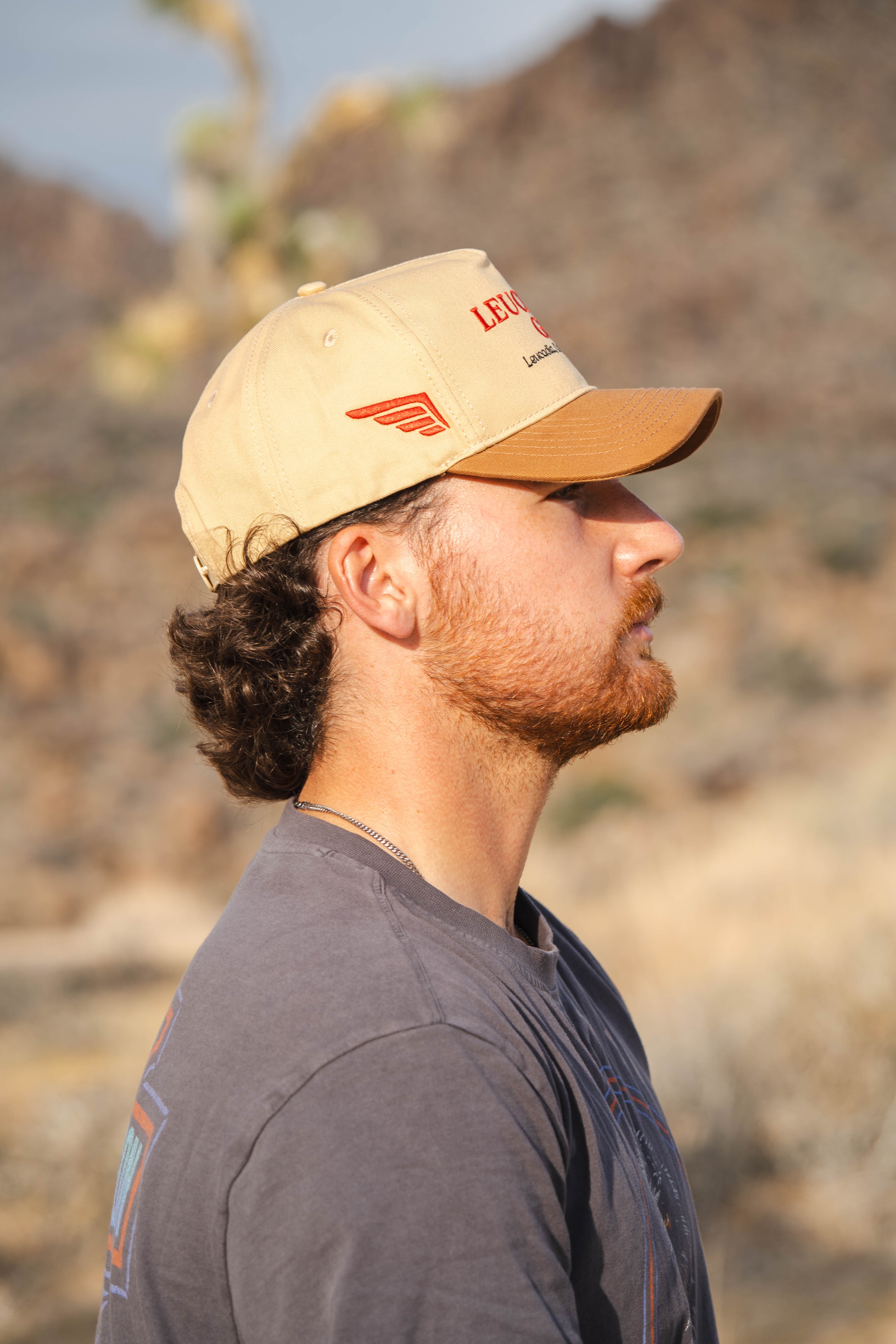 Leucin' Good  Snapback Tan/Red